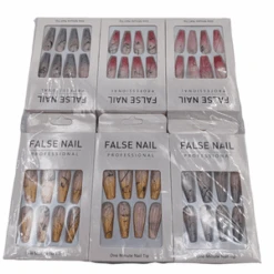 Faux Ongles En Plastique Dégradé Avec Motifs Abstraits