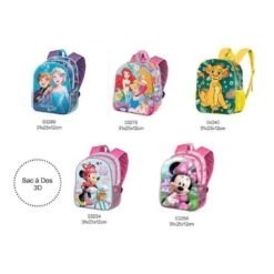 Sac à Dos De Scolarité Avec Motif Disney Effet 3D