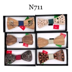 Noeud Papillon En Bois Ajouré Avec Ruban Central