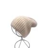 Bonnet Tombant Tricot Côtelé En Acrylique Beige