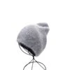 Bonnet En Maille Côtelée Souple à Rayures Verticales Gris -Accessoires De Mode product 11623191hd