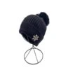 Bonnet Côtelé à Détail Flocon De Neige Avec Pompon Noir -Accessoires De Mode product 11625134hd