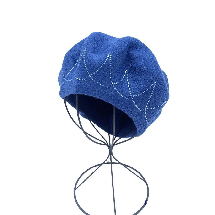 Béret En Viscose Avec Mélange Bleu Bordé à Strass 3 Béret En Viscose Avec Mélange Bleu Bordé à Strass