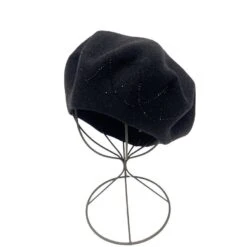 Béret En Viscose Avec Mélange Noir Bordé à Strass