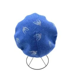 Béret Multimatière Bleu Imprimé Animal à Strass