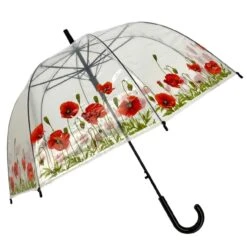 Parapluie Cloche Transparent Liseré Fleur Coquelicot
