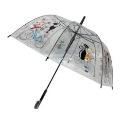 Parapluie Cloche Transparent Avec Motif Chats Amoureux