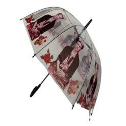 Parapluie Cloche Transparent Imprimé Femme Et Crâne Mexicaine