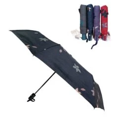 Parapluie Modèle Pliant Automatique Motif Fleurs à Rayures