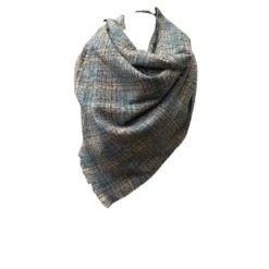 Écharpe En Tweed Bleu Ciel Finition Avec Des Fils Brillants
