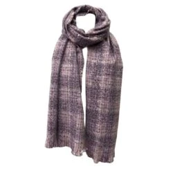 Écharpe En Tweed Lilas Finition Avec Des Fils Brillants