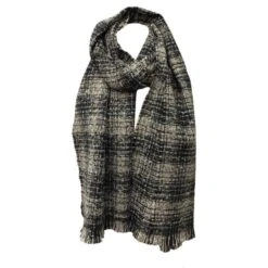 Écharpe En Tweed Noir Finition Avec Des Fils Brillants