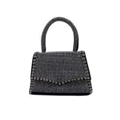 Sac Type Pochette à Poignée Incrusté De Cristal Noir