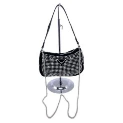 Sac Orné De Cristaux Argenté à Détail Fantaisie Décoratif