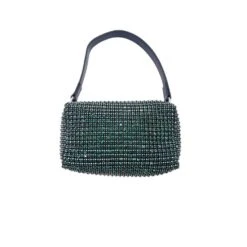Mini Sac Fourre-tout En Cristaux Façon Diamants Vert Foncé