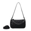Sac Baguette Noir Avec Matelassage à Détail De Chaîne -Accessoires De Mode product 11638924hd