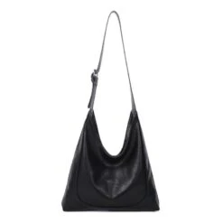 Sac Fourre-tout Aspect Cuir Souple Noir à Anse Réglable