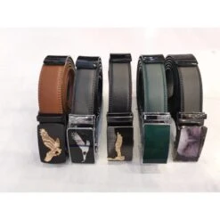 Ceinture En Vrai Cuir à Boucle Automatique Au Motif Aigle