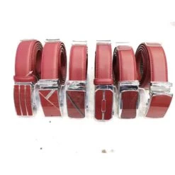 Ceinture En Cuir Bordeaux à Boucle Automatique Fantaisie