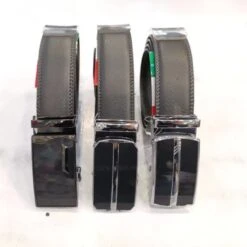 Ceinture En Cuir Gris Avec Boucle Automatique Fantaisie