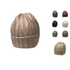 Bonnet à Revers En Tricot Torsadé Brillant Coloris MIX