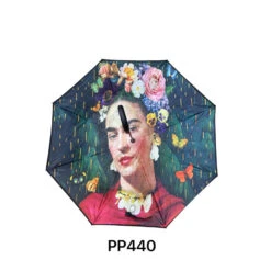 Parapluie Inversé à Motif Portrait Femme Et Papillons