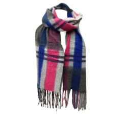 Écharpe à Bloc De Couleurs Munie De Franges Gris