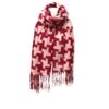 Écharpe Frangée Motif En Pied De Poule Rouge