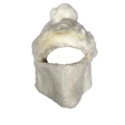 Bonnet Polaire à Pompon + écharpe En Peluche Blanc 2 En 1