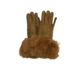 Gants Tactiles Avec Poignet Fausse Fourrure Camel
