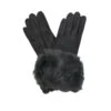 Gants Tactiles Avec Poignet Fausse Fourrure Gris Foncé