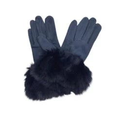 Gants Tactiles Avec Poignet Fausse Fourrure Marine