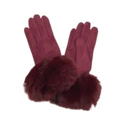Gants Tactiles Avec Poignet Fausse Fourrure Prune