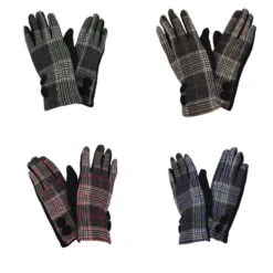 Assortiments Gants En Tissu Tweed à Décor 2 Boutons