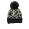 Bonnet Douillet Agrémenté Pompon Noir Et Motif Grec -Accessoires De Mode product 11670726hd