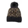 Bonnet Douillet Agrémenté Pompon Brun Et Motif Grec -Accessoires De Mode product 11670731hd
