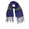Écharpe Bleu Dur En Laine Mélangée à Carreaux Et Franges -Accessoires De Mode product 11671438hd