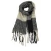 Écharpe Noir En Laine Mélangée à Carreaux Et Franges -Accessoires De Mode product 11671440hd