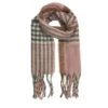 Écharpe Rose En Laine Mélangée à Carreaux Et Franges -Accessoires De Mode product 11671444hd