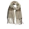 Écharpe Beige En Laine Mélangée à Carreaux Et Franges -Accessoires De Mode product 11671445hd