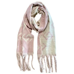 Belle écharpe Design Grec Avec Finition Franges Rose