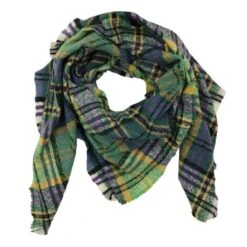 Écharpe Vert En Motif Carreaux Multicolores
