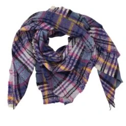 Écharpe Violet En Motif Carreaux Multicolores