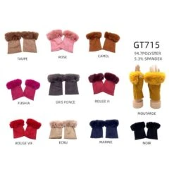 Gants Demi-doigts à Fausse Fourrure Coloris Au Choix