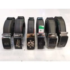 Ceinture En Cuir Noir Avec Boucle Automatique à Motif