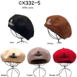 Béret En 100% Laine Avec Imprimé Décoratif Coloris MIX