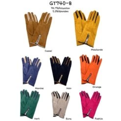 Gants Tactiles Bicolores Avec Détail Fermeture éclair