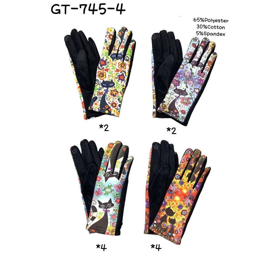 Gants à Motif Chat Avec Des Couleurs Très Lumineuses 3 Gants à Motif Chat Avec Des Couleurs Très Lumineuses