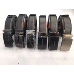 Ceinture Boucle à Crémaillère Automatique En Croûte De Cuir