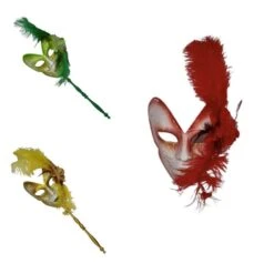 Masque Vénitien Sur Un Bâton Portable à Ornement Plumes
